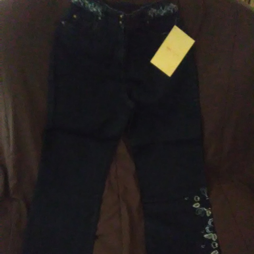 Embroidered blue jeans